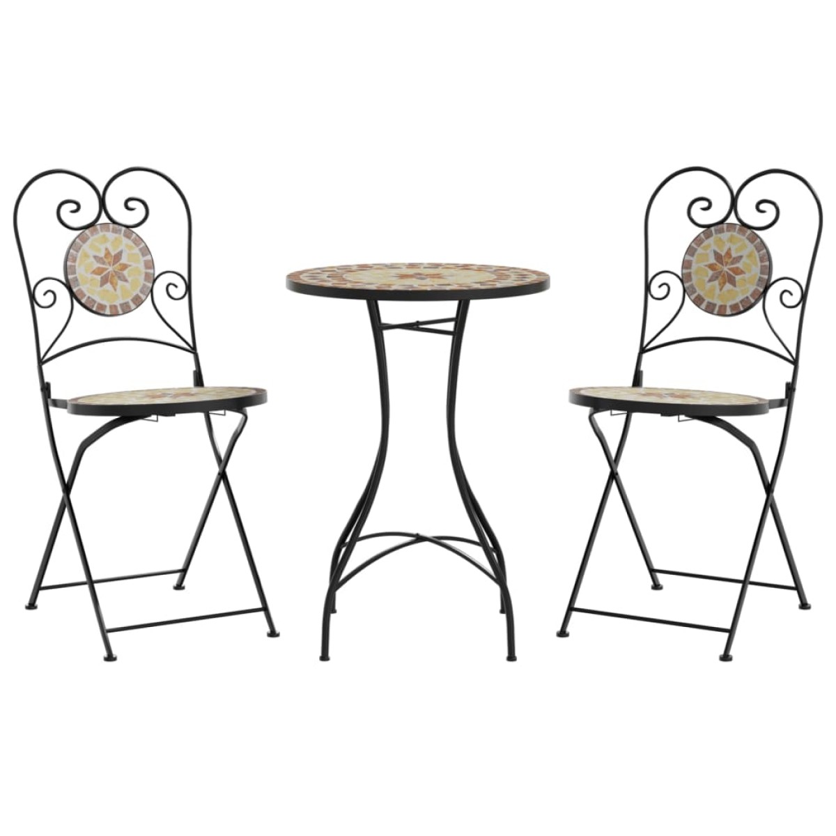 vidaXL Σετ Bistro «Μωσαϊκό» Τερακότα/Λευκό Σίδηρος και Κεραμικό