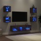 vidaXL Έπιπλα Τοίχου Τηλεόρασης 7 τεμ LED Καπνιστή Δρυς από Επεξ. Ξύλο