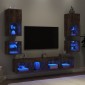 vidaXL Έπιπλα Τοίχου Τηλεόρασης 8 τεμ LED Καπνιστή Δρυς από Επεξ. Ξύλο