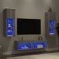 vidaXL Έπιπλα Τοίχου Τηλεόρασης 6 τεμ. LED Γκρι Sonoma από Επεξ. Ξύλο