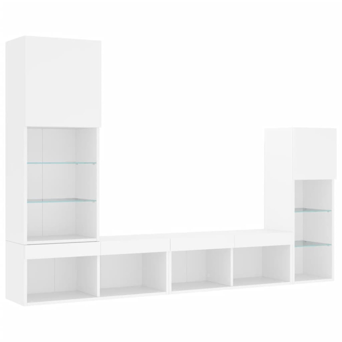 vidaXL Έπιπλα Τοίχου Τηλεόρασης 4 τεμ LED Λευκά από Επεξεργασμένο Ξύλο