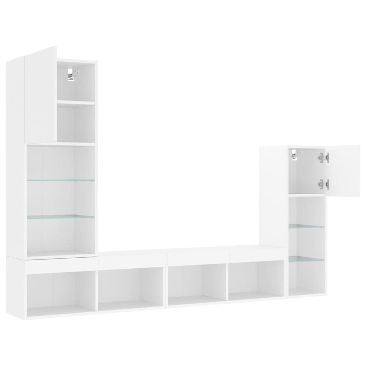 vidaXL Έπιπλα Τοίχου Τηλεόρασης 4 τεμ LED Λευκά από Επεξεργασμένο Ξύλο