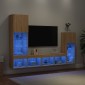 vidaXL Έπιπλα Τοίχου Τηλεόρασης 4 τεμ. LED Sonoma Δρυς από Επεξ. Ξύλο