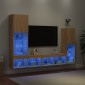 vidaXL Έπιπλα Τοίχου Τηλεόρασης 4 τεμ. LED Sonoma Δρυς από Επεξ. Ξύλο