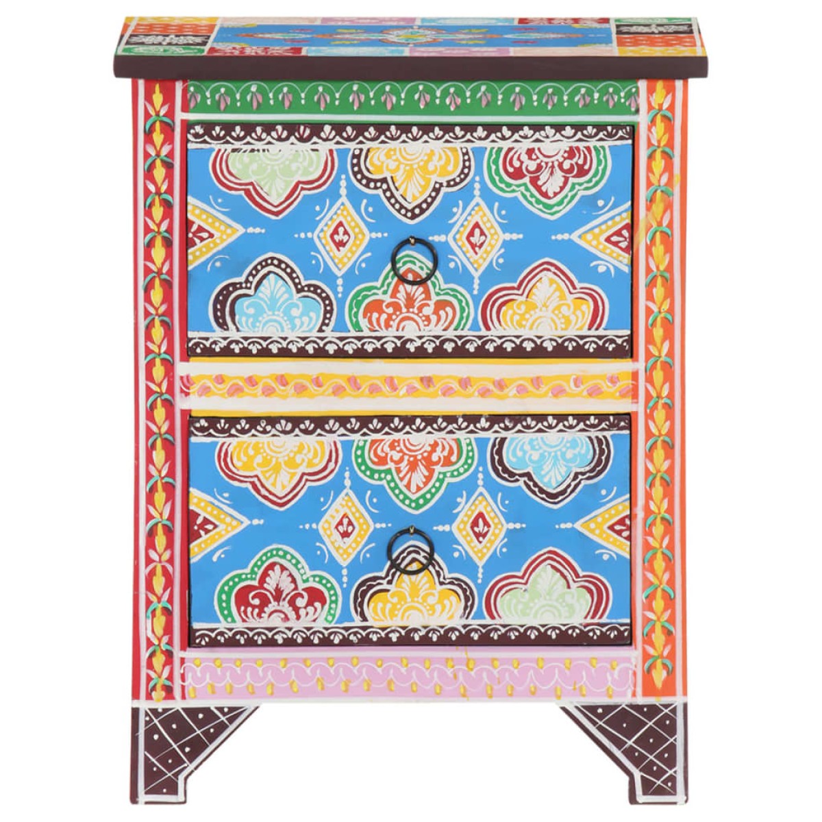 vidaXL Κομοδίνο με Χειροπ. Λεπτομέρειες 40x30x50 εκ. Μασίφ Ξύλο Μάνγκο