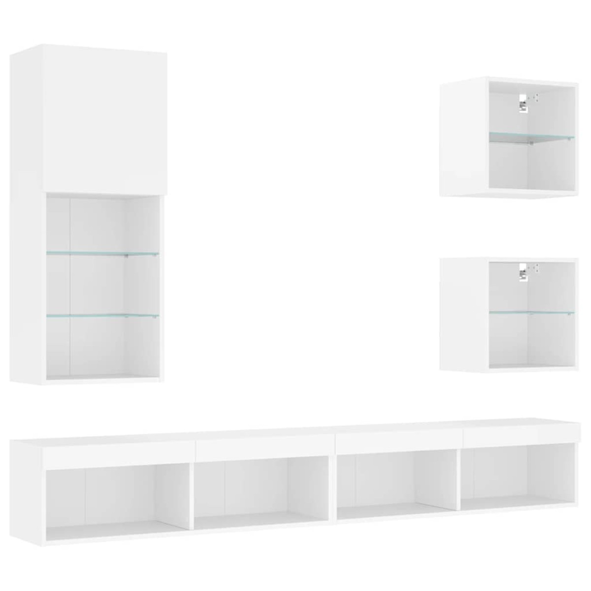 vidaXL Έπιπλα Τοίχου Τηλεόρασης 5 τεμ LED Λευκά από Επεξεργασμένο Ξύλο