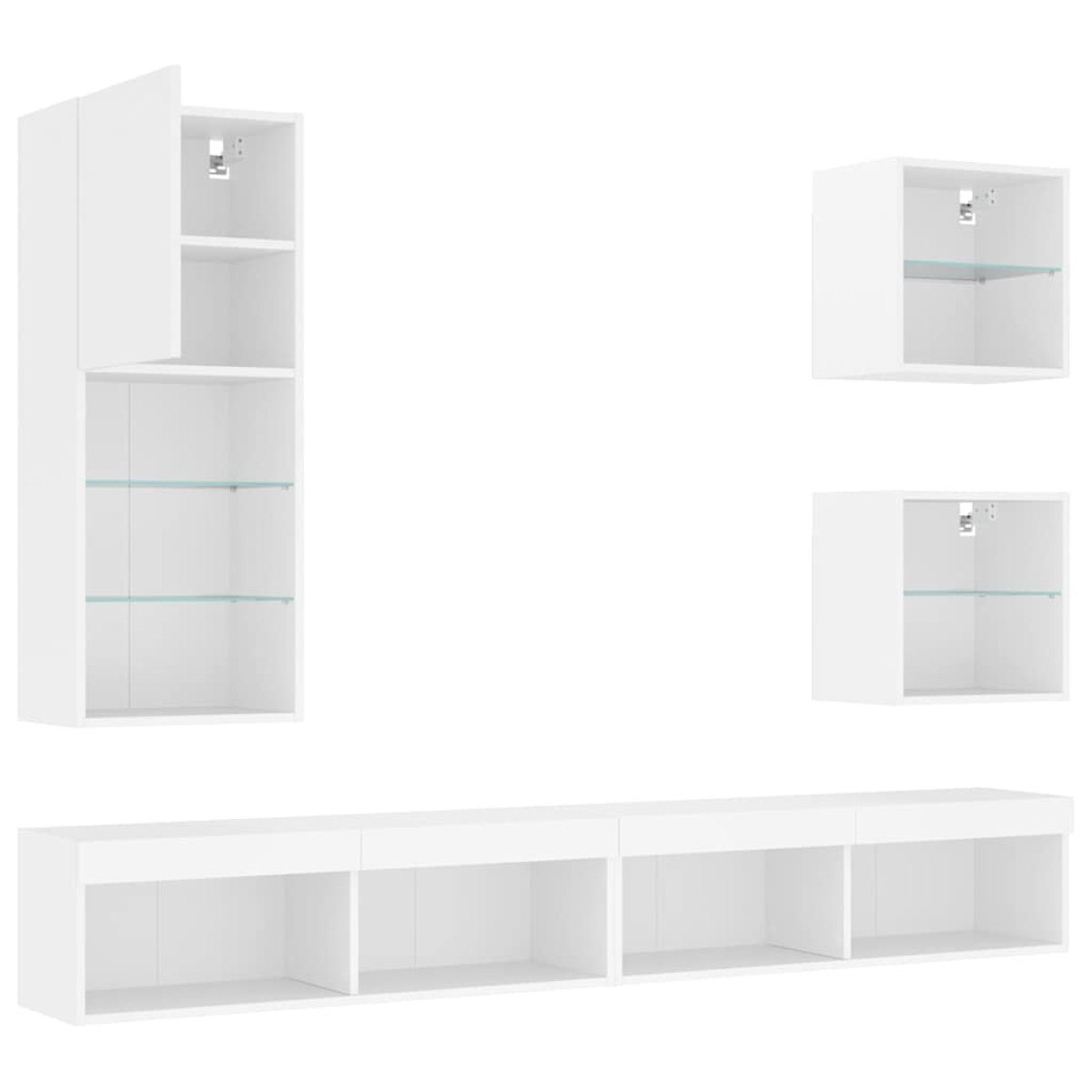 vidaXL Έπιπλα Τοίχου Τηλεόρασης 5 τεμ LED Λευκά από Επεξεργασμένο Ξύλο