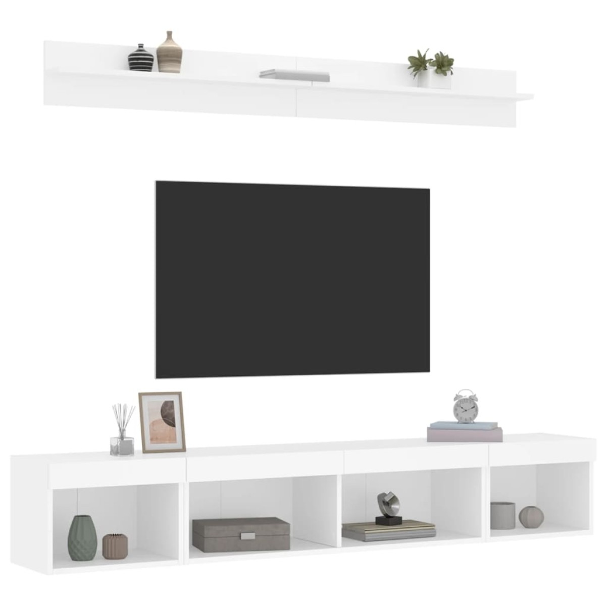 vidaXL Έπιπλα Τοίχου Τηλεόρασης 5 τεμ LED Λευκά από Επεξεργασμένο Ξύλο