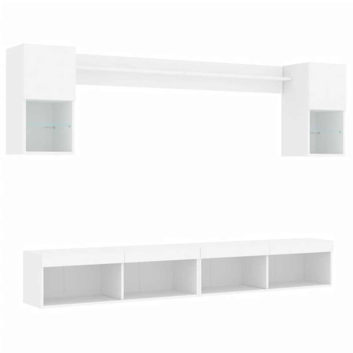 vidaXL Έπιπλα Τοίχου Τηλεόρασης 6 τεμ LED Λευκά από Επεξεργασμένο Ξύλο