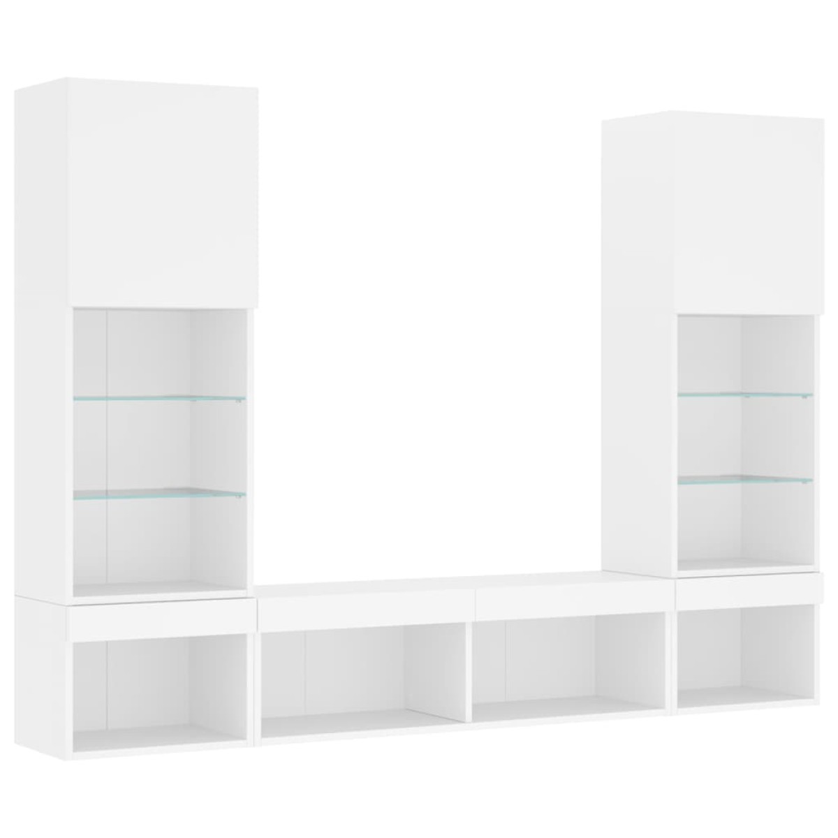 vidaXL Έπιπλα Τοίχου Τηλεόρασης 5 τεμ LED Λευκά από Επεξεργασμένο Ξύλο