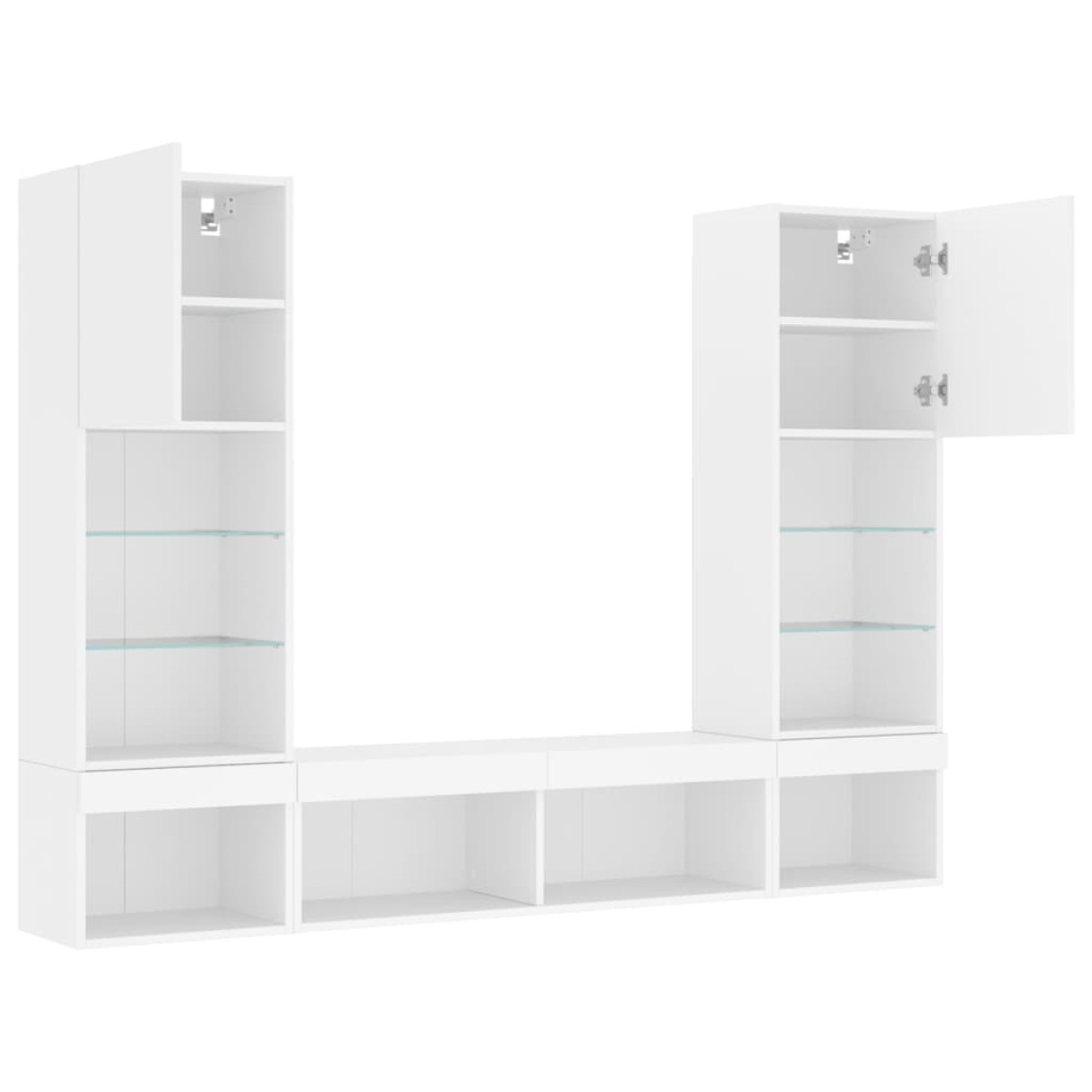 vidaXL Έπιπλα Τοίχου Τηλεόρασης 5 τεμ LED Λευκά από Επεξεργασμένο Ξύλο