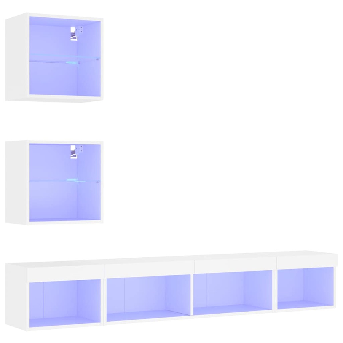vidaXL Έπιπλα Τοίχου Τηλεόρασης 5 τεμ LED Λευκά από Επεξεργασμένο Ξύλο