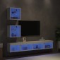 vidaXL Έπιπλα Τοίχου Τηλεόρασης 5 τεμ LED Λευκά από Επεξεργασμένο Ξύλο