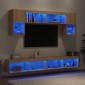 vidaXL Έπιπλα Τοίχου Τηλεόρασης 6 τεμ. LED Sonoma Δρυς από Επεξ. Ξύλο