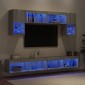 vidaXL Έπιπλα Τοίχου Τηλεόρασης 6 τεμ. LED Γκρι Sonoma από Επεξ. Ξύλο