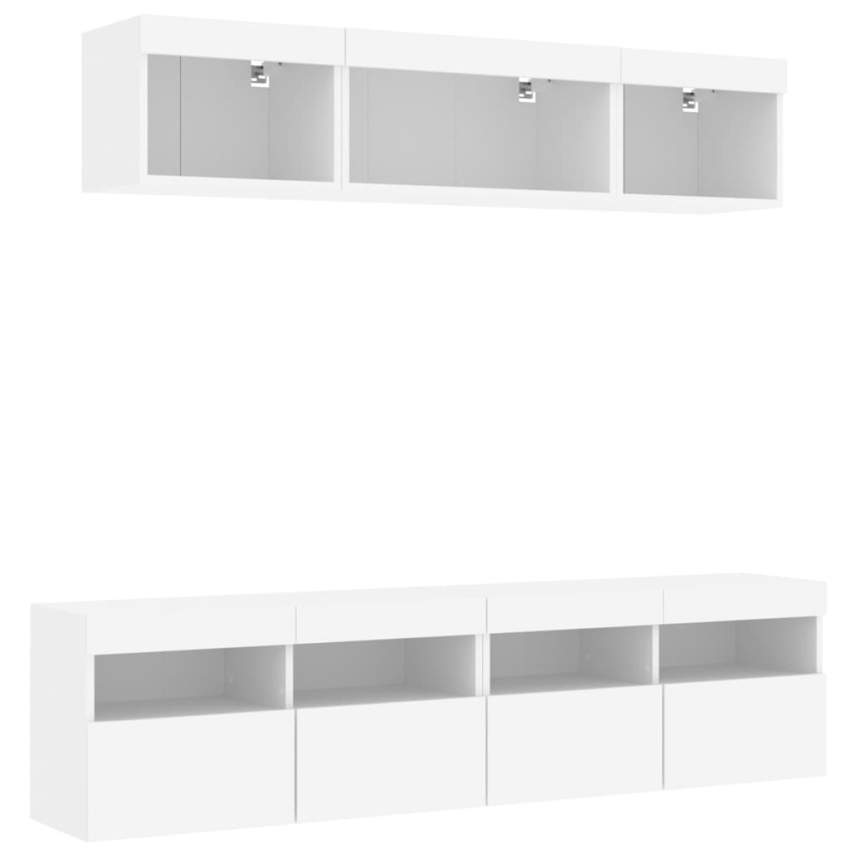 vidaXL Έπιπλα Τοίχου Τηλεόρασης 5 τεμ LED Λευκά από Επεξεργασμένο Ξύλο