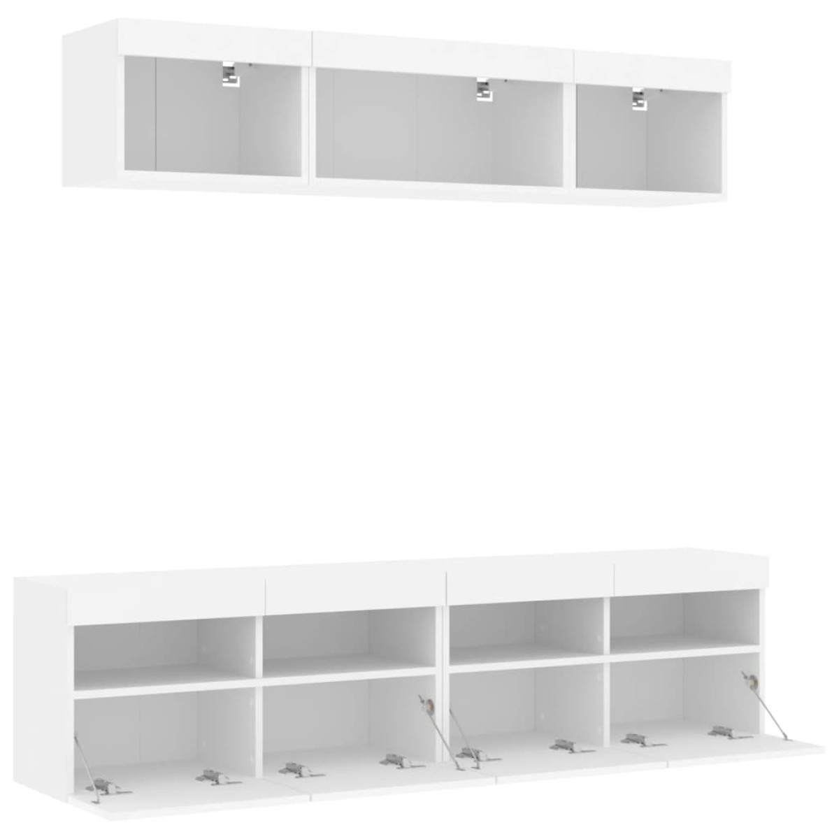 vidaXL Έπιπλα Τοίχου Τηλεόρασης 5 τεμ LED Λευκά από Επεξεργασμένο Ξύλο