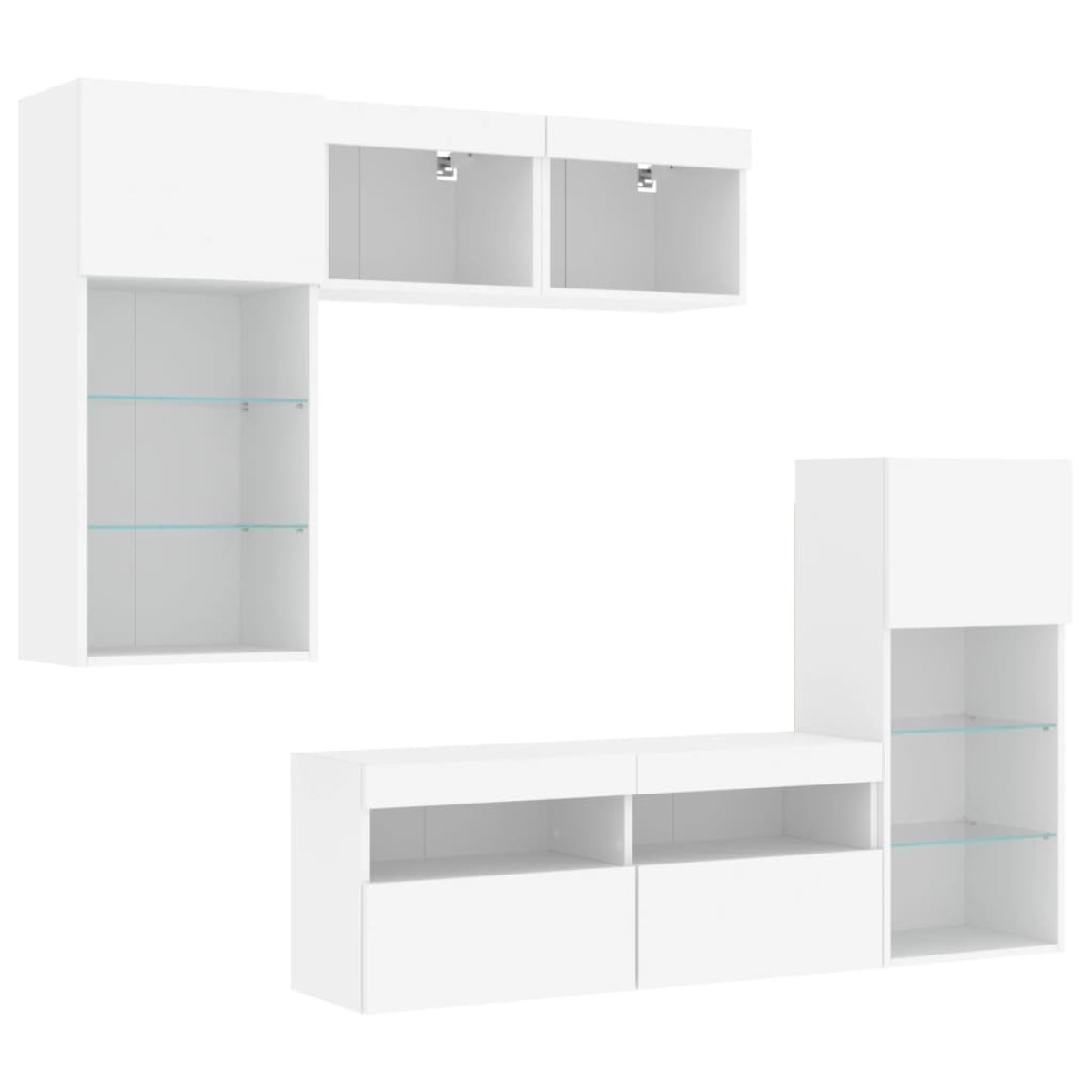 vidaXL Έπιπλα Τοίχου Τηλεόρασης 5 τεμ LED Λευκά από Επεξεργασμένο Ξύλο