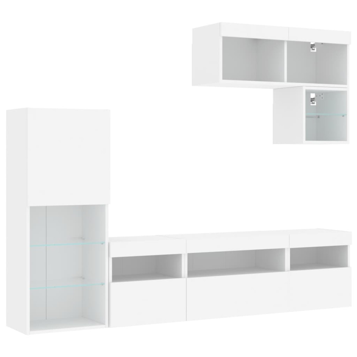 vidaXL Έπιπλα Τοίχου Τηλεόρασης 6 τεμ LED Λευκά από Επεξεργασμένο Ξύλο