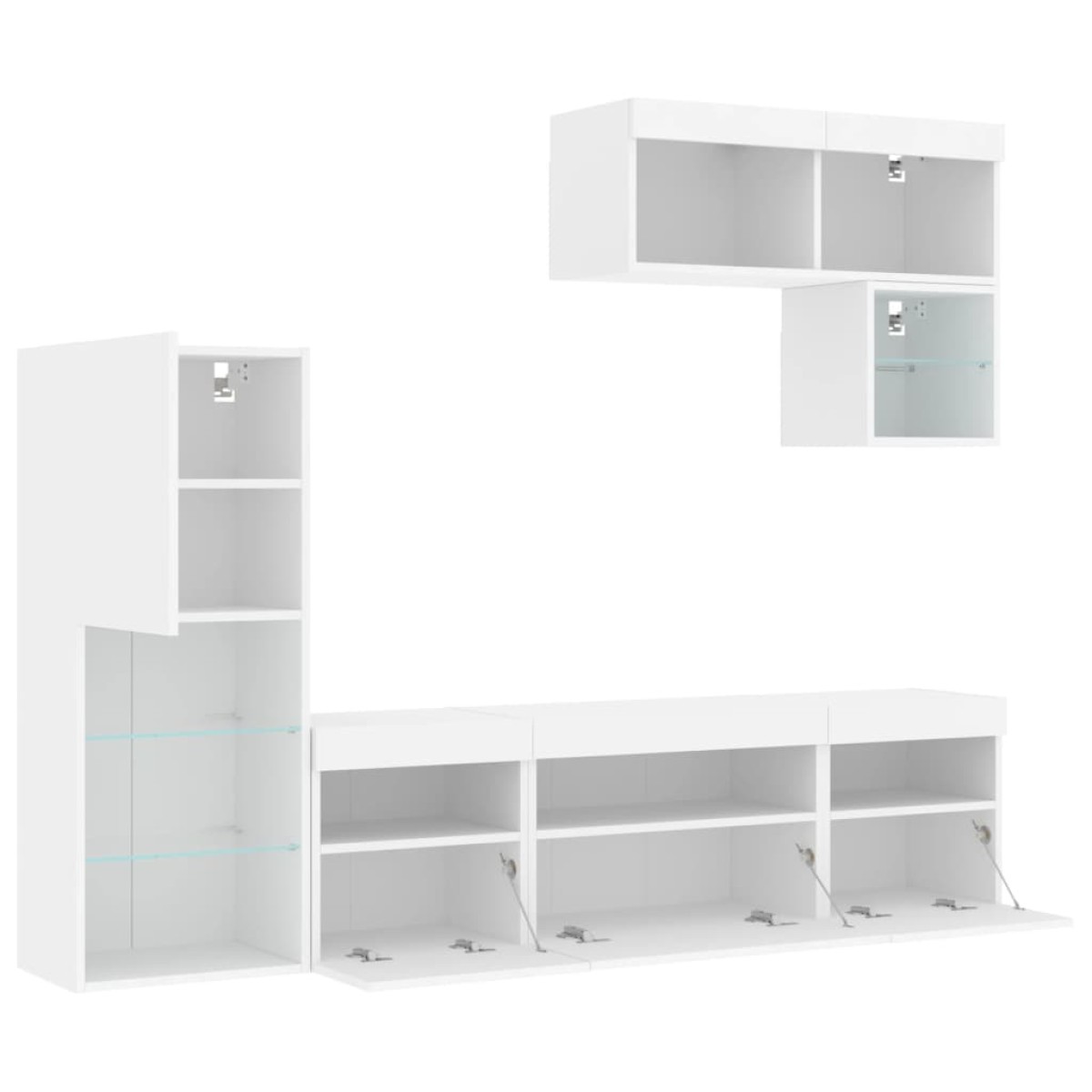 vidaXL Έπιπλα Τοίχου Τηλεόρασης 6 τεμ LED Λευκά από Επεξεργασμένο Ξύλο
