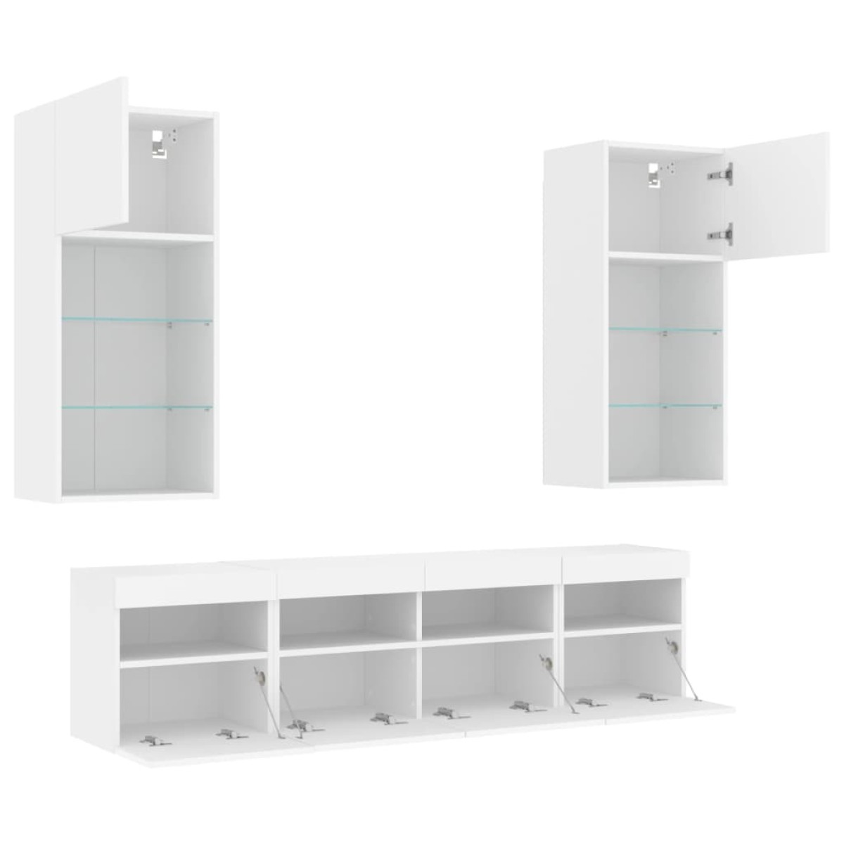 vidaXL Έπιπλα Τοίχου Τηλεόρασης 5 τεμ LED Λευκά από Επεξεργασμένο Ξύλο