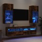 vidaXL Έπιπλα Τοίχου Τηλεόρασης 5 τεμ LED Καπνιστή Δρυς από Επεξ. Ξύλο