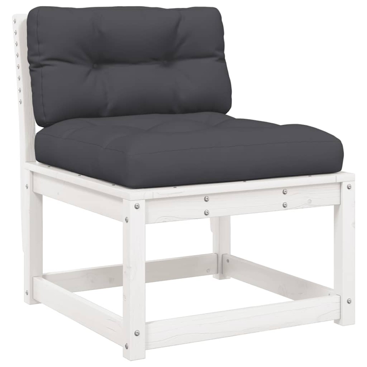 vidaXL Καναπές Κήπου Σετ 6 τεμ. Λευκός Μασίφ Ξύλο Πεύκου & Μαξιλάρια