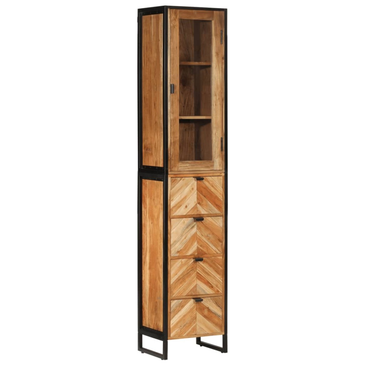 vidaXL Ντουλάπι Μπάνιου 40x27x190 εκ. Σίδηρο και Μασίφ Ξύλο Ακακίας
