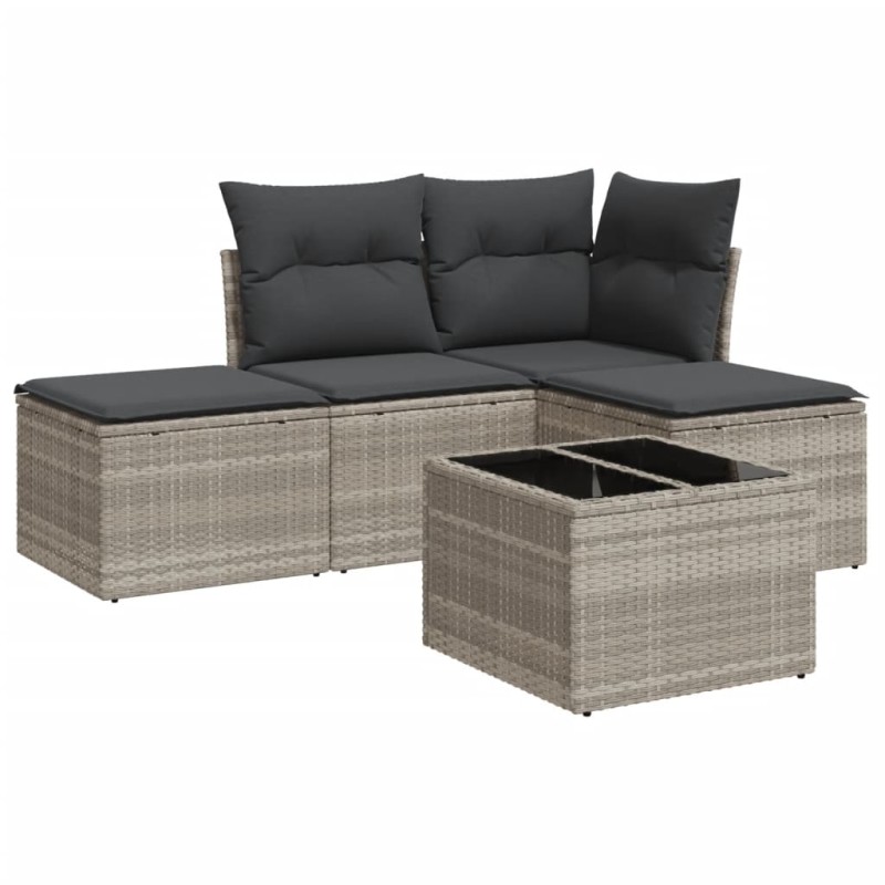 vidaXL Σαλόνι Κήπου Σετ 5 Τεμαχίων Γκρι Συνθετικό Ρατάν με Μαξιλάρια
