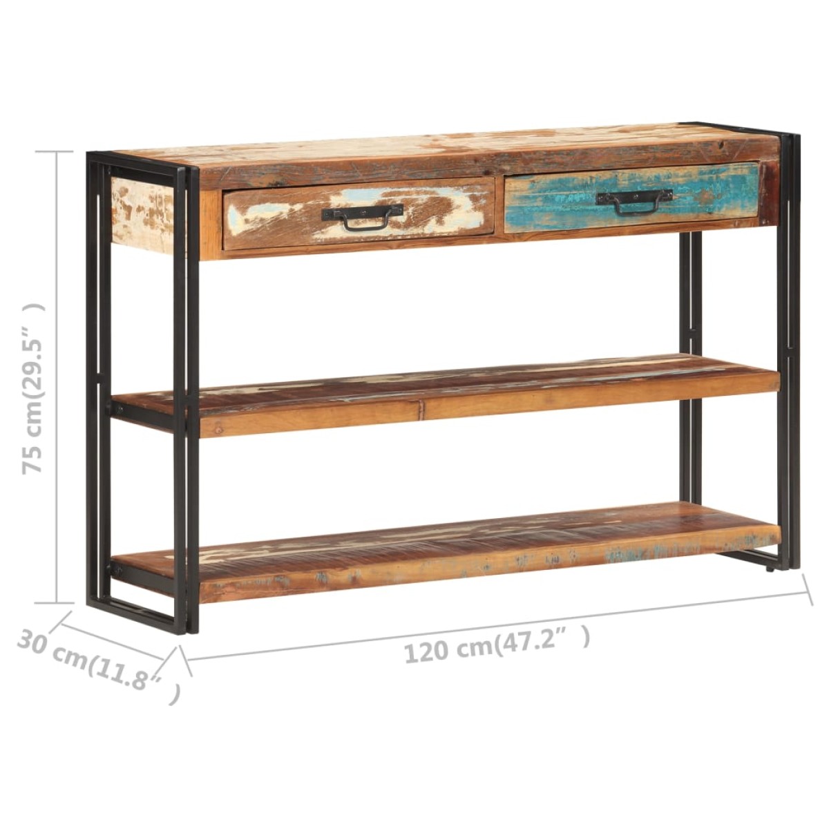 vidaXL Κονσόλα 120 x 30 x 75 εκ. από Μασίφ Ανακυκλωμένο Ξύλο