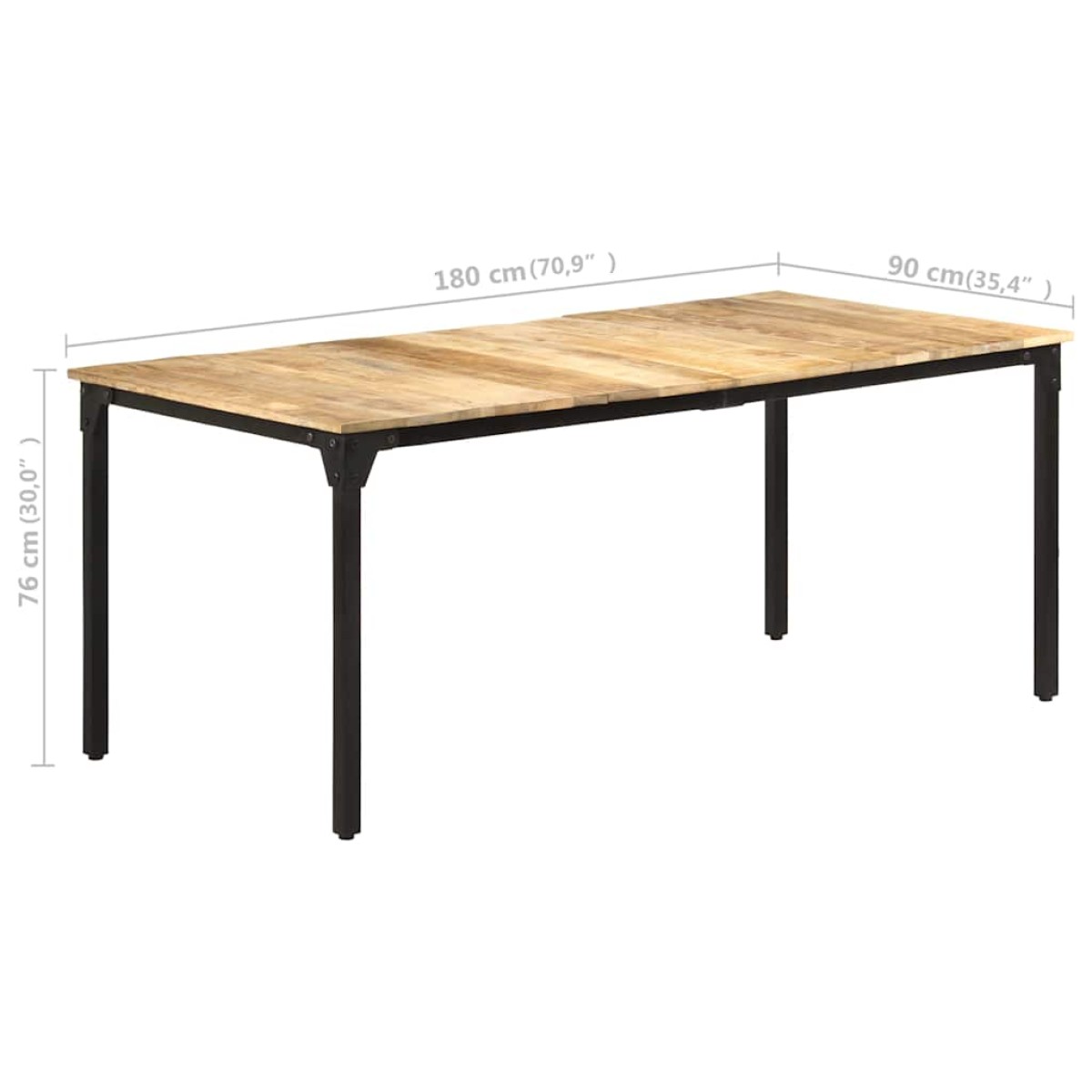 vidaXL Τραπεζαρία 180 x 90 x 76 εκ. από Ακατέργαστο Ξύλο Μάνγκο