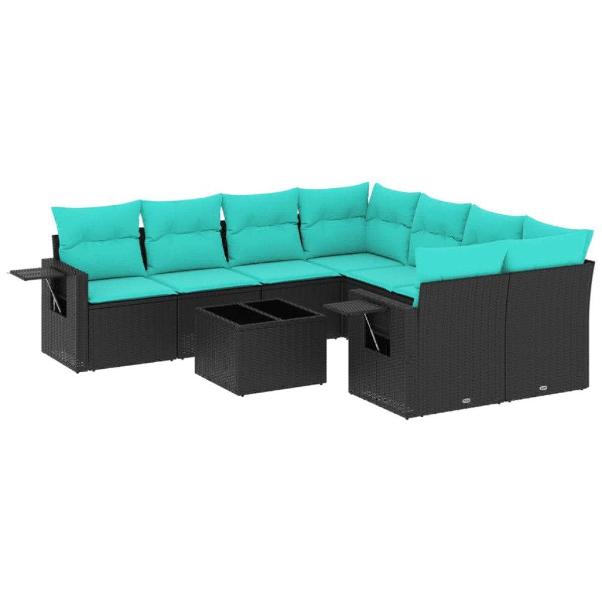 vidaXL Σετ Καναπέδων Κήπου 9 Τεμαχίων με Μαξιλάρια από Μαύρο Συνθετικό Ρατάν