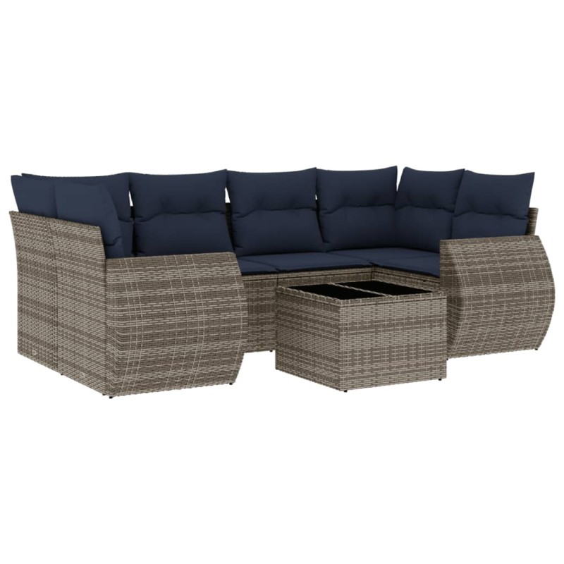 vidaXL Σετ Καναπέδων Κήπου 7 Τεμαχίων με Μαξιλάρια Γκρι από Συνθετικό Ρατάν