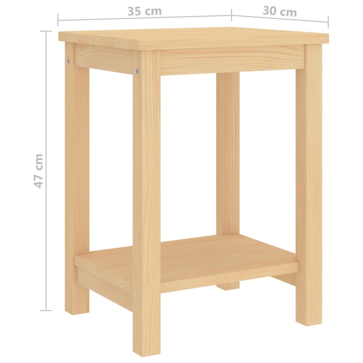 vidaXL Κομοδίνο Ανοιχτό Ξύλο 35 x 30 x 47 εκ. από Μασίφ Ξύλο Πεύκου