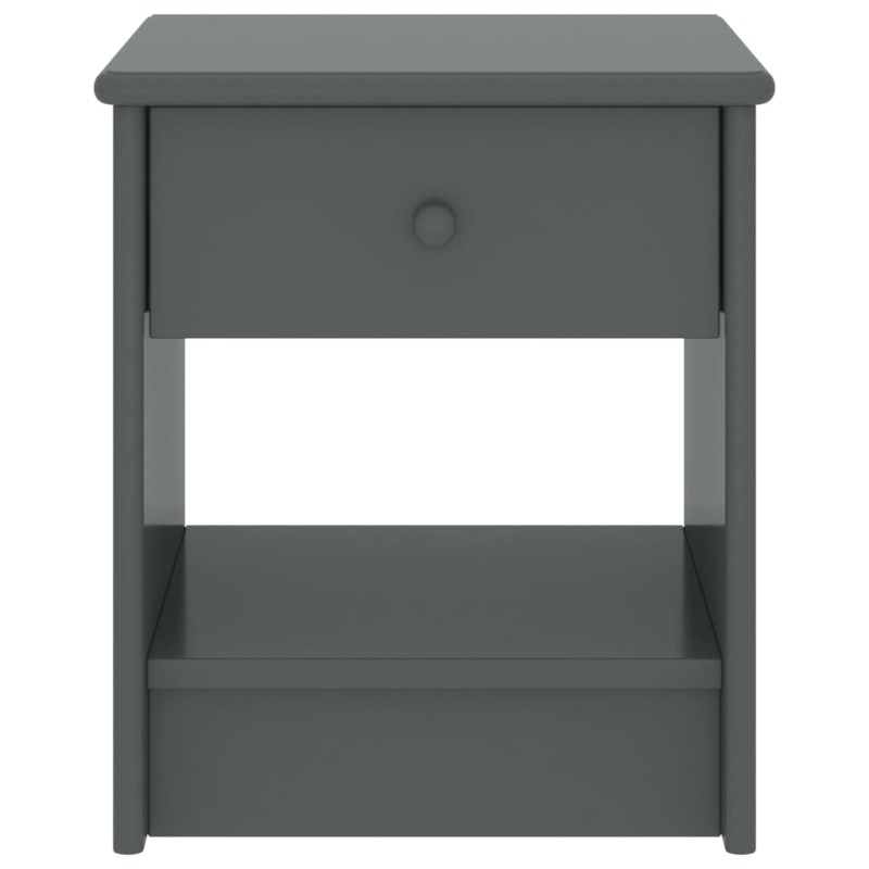 vidaXL Κομοδίνο Σκούρο Γκρι 35 x 30 x 40 εκ. Μασίφ Ξύλο Πεύκου