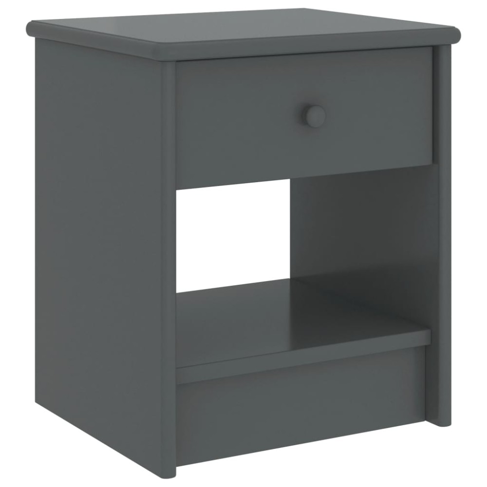 vidaXL Κομοδίνο Σκούρο Γκρι 35 x 30 x 40 εκ. Μασίφ Ξύλο Πεύκου