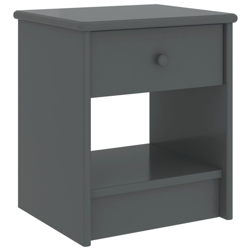vidaXL Κομοδίνο Σκούρο Γκρι 35 x 30 x 40 εκ. Μασίφ Ξύλο Πεύκου