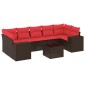 vidaXL Σετ Καναπέδων Κήπου 8 Τεμαχίων με Μαξιλάρια από Καφέ Συνθετικό Ρατάν