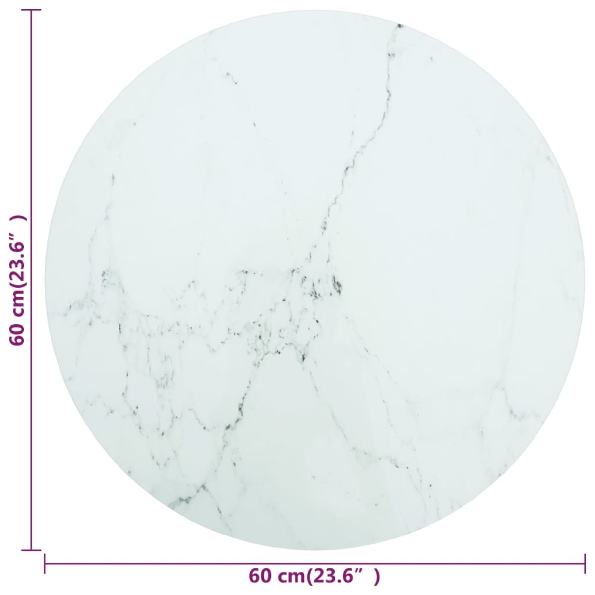 vidaXL Επιφάνεια Τραπεζιού Λευκή Ø60 x 0,8 εκ. Ψημ. Γυαλί Μαρμ. Σχέδιο