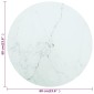 vidaXL Επιφάνεια Τραπεζιού Λευκή Ø60 x 0,8 εκ. Ψημ. Γυαλί Μαρμ. Σχέδιο