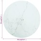 vidaXL Επιφάνεια Τραπεζιού Λευκή Ø70 x 0,8 εκ. Ψημ. Γυαλί Μαρμ. Σχέδιο
