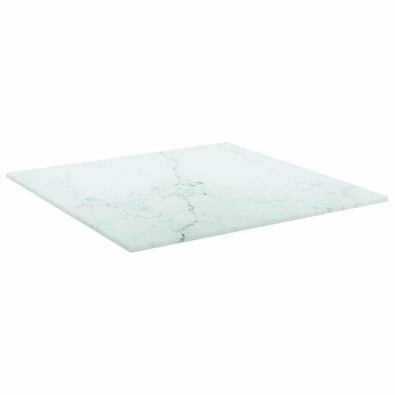 vidaXL Επιφάνεια Τραπεζιού Λευκή 40x40εκ 6 χιλ Ψημ. Γυαλί Μαρμ. Σχέδιο