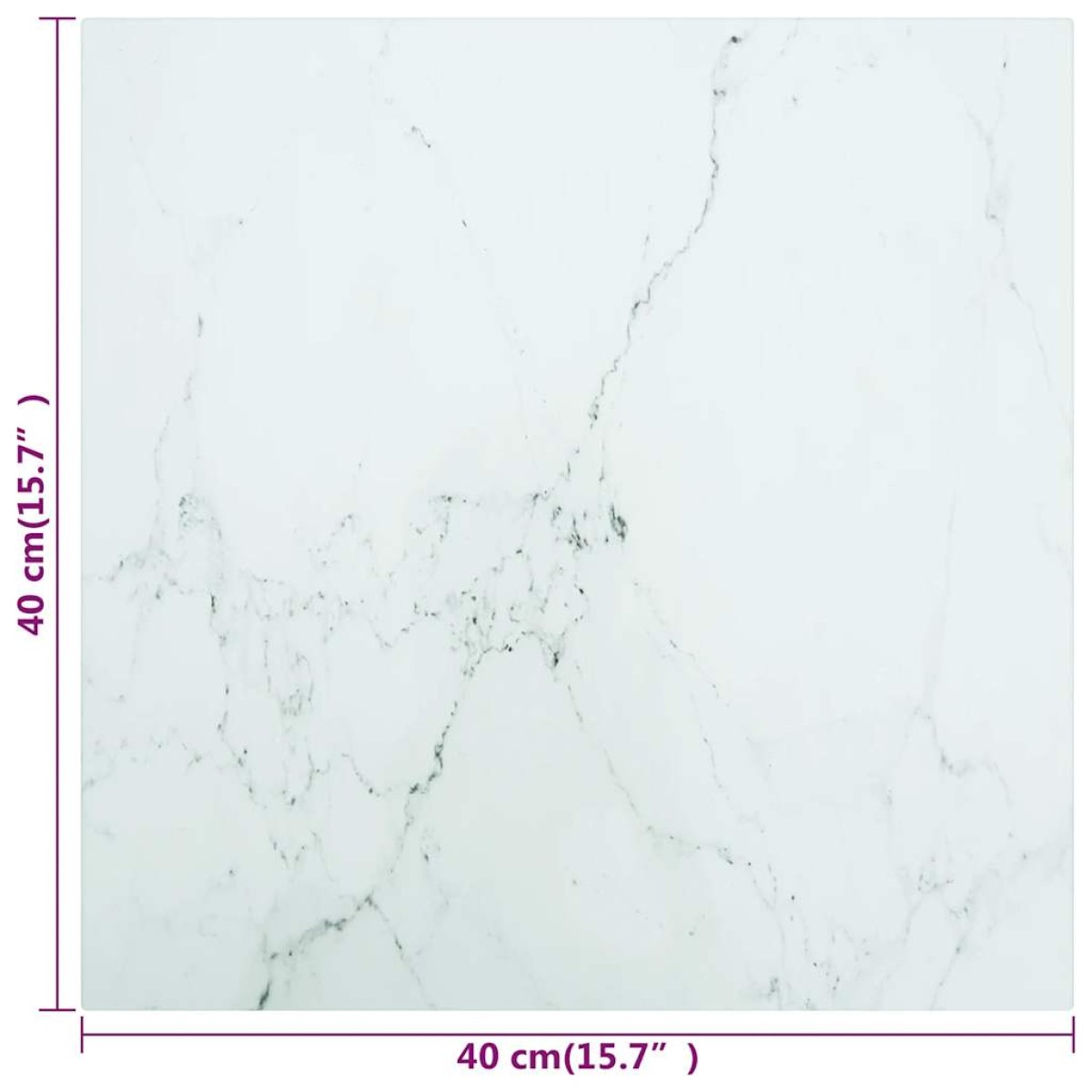 vidaXL Επιφάνεια Τραπεζιού Λευκή 40x40εκ 6 χιλ Ψημ. Γυαλί Μαρμ. Σχέδιο