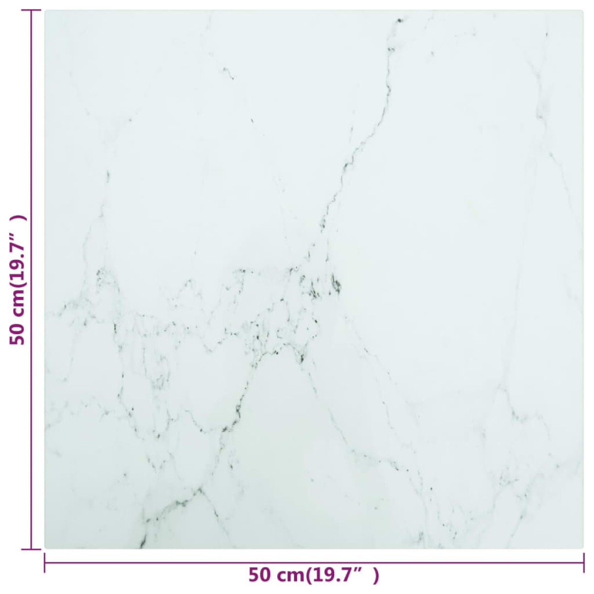 vidaXL Επιφάνεια Τραπεζιού Λευκή 50x50εκ 6 χιλ Ψημ. Γυαλί Μαρμ. Σχέδιο