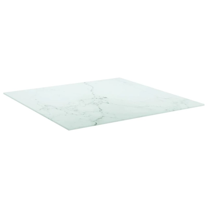 vidaXL Επιφάνεια Τραπεζιού Λευκή 70x70εκ 6χιλ Ψημ. Γυαλί Μαρμ. Σχέδιο