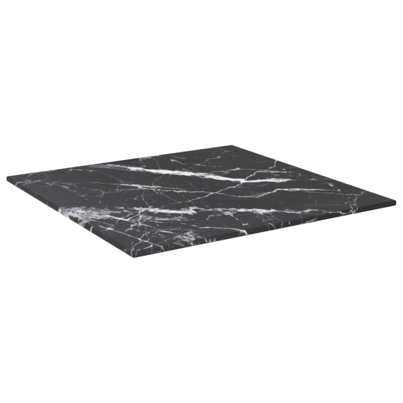 vidaXL Επιφάνεια Τραπεζιού Μαύρη 40x40εκ 6 χιλ Ψημ. Γυαλί Μαρμ. Σχέδιο
