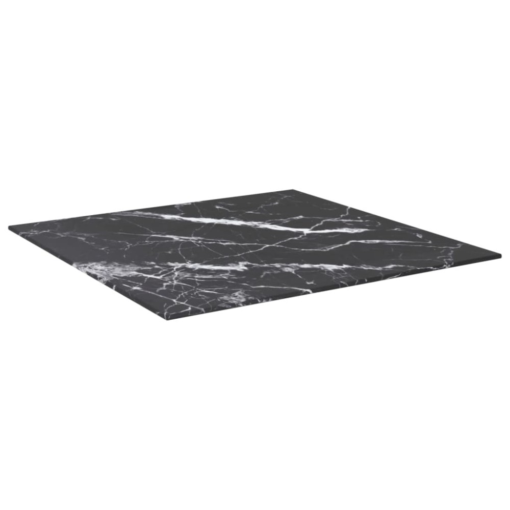 vidaXL Επιφάνεια Τραπεζιού Μαύρη 60x60εκ 6 χιλ Ψημ. Γυαλί Μαρμ. Σχέδιο