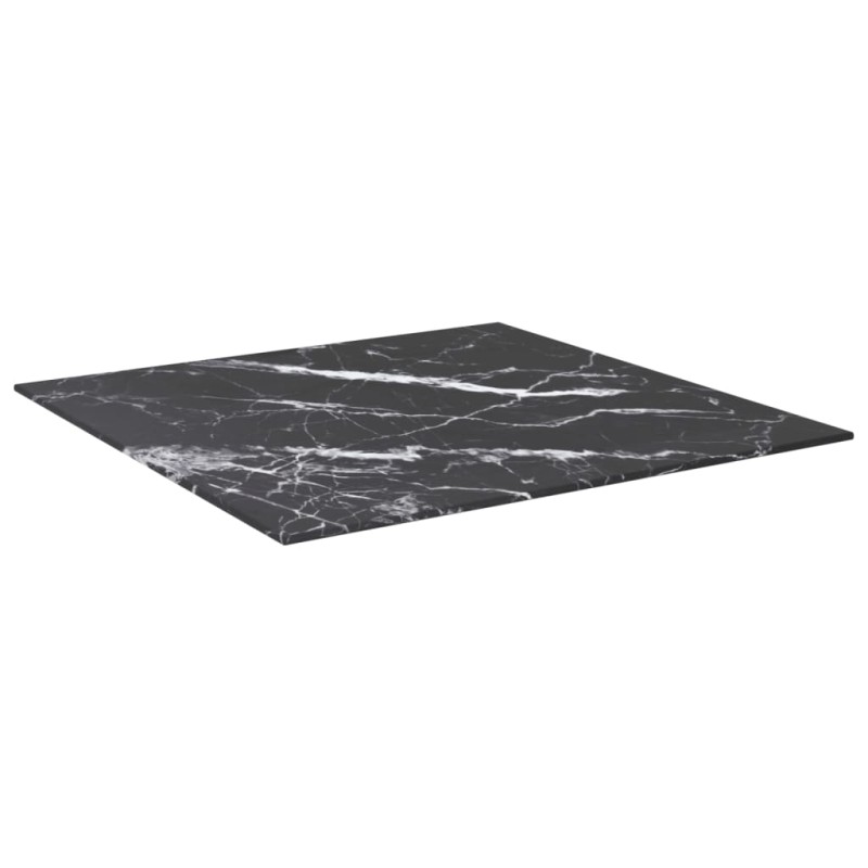 vidaXL Επιφάνεια Τραπεζιού Μαύρη 60x60εκ 6 χιλ Ψημ. Γυαλί Μαρμ. Σχέδιο