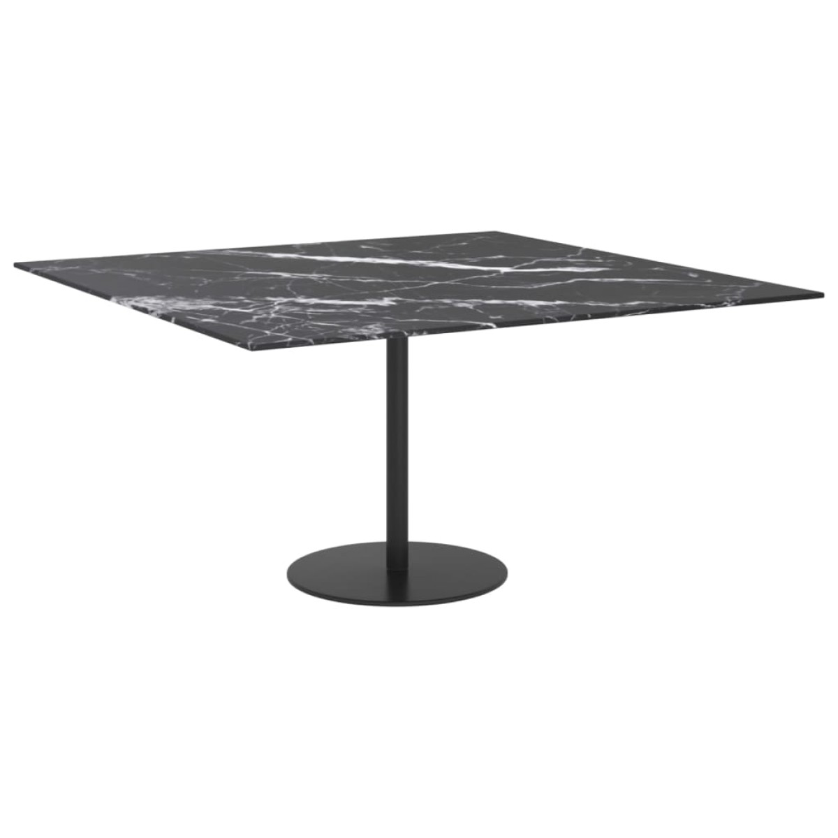 vidaXL Επιφάνεια Τραπεζιού Μαύρη 80x80εκ 6 χιλ Ψημ. Γυαλί Μαρμ. Σχέδιο