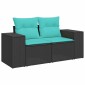 vidaXL Σετ Καναπέδων Κήπου 11 Τεμαχίων με Μαξιλάρια από Μαύρο Συνθετικό Ρατάν